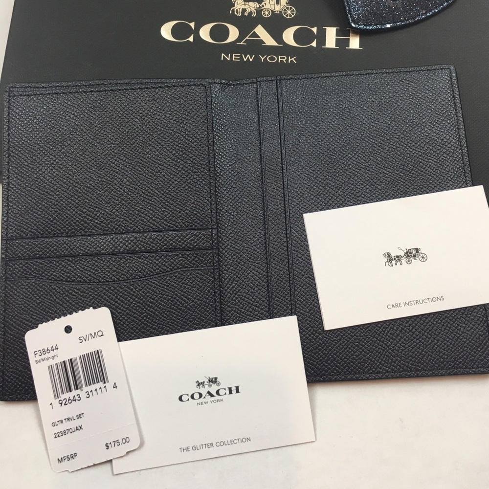 Coach Blue Glitter Passport Wallet & Luggage Tag - Picture 4 of 5
